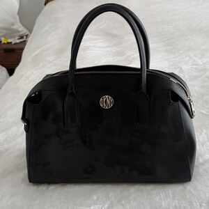 Black Leather Zippered Clutch